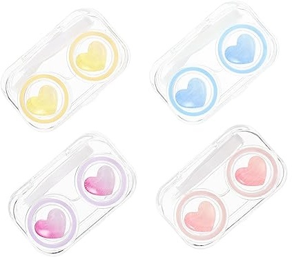 GOOHOCHY 4 Piezas Estuche para Lentes de Contacto Transparente Caja Plástica Resistente y Hermética para Almacenamiento Seguro y Viaje Organizador Compacto para Lentes Cosméticos