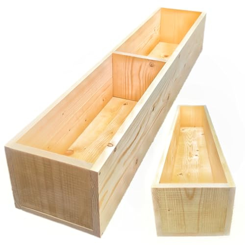 Long Wooden Planter Box Solid Pine Natural Wood Fully Assembled Handmade | Ideal for Flowers, Herbs, Vegetables | Various Sizes (Medium Brown, Large 140cm)