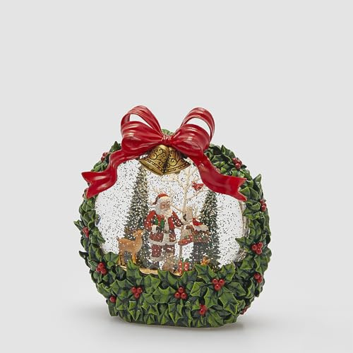 EDG Enzo De Gasperi Decoro Corona Villaggio Natale H 21 Cm L 20 Cm L 9,3 Cm Musica, MOV. LED Multicolor