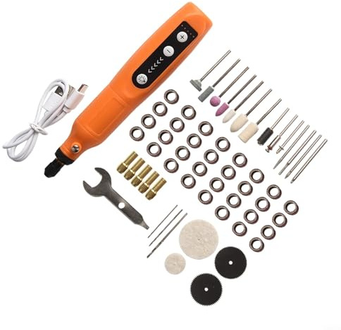 UrbanHui Mini-Drehwerkzeug-Set, 5 Geschwindigkeitsregelungen, 58 Zubehörteile zum Schleifen, Schleifen und Schneiden, USB-Aufladung, leichtes Design mit Aufbewahrungskoffer