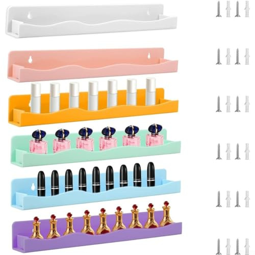 Set di 6 mensole da parete in acrilico per smalti, adatte per bagno o per la toeletta, per organizzare più articoli cosmetici