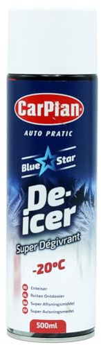 Car Plan Blue Star De-Icer 500ml Spray, Fast Acting Ice & Frost Remover for Vehicle Windscreens, Mirrors, & Locks, High-Pressure Spray, Prevents Re-freezing, Works in Cold Conditions