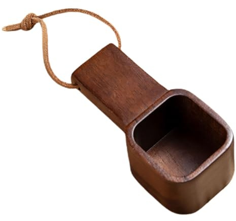 SHINEOFI Cuchara Medidora para Café de Madera Maciza de Nogal Cuchara para Café Molido Mango Corto Taza Medidora de Media Taza Utensilio Multiusos Té y Repostería