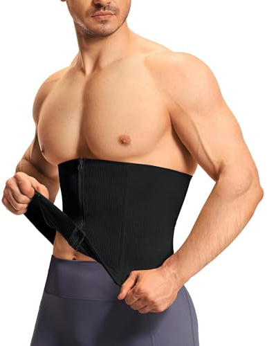Gotoly Waist Trainer Men Body Shaper Tummy Control Corset Shapewear Seamless Slimming Girdle Workout Belly Band Waist Trimmer with Zipper Black