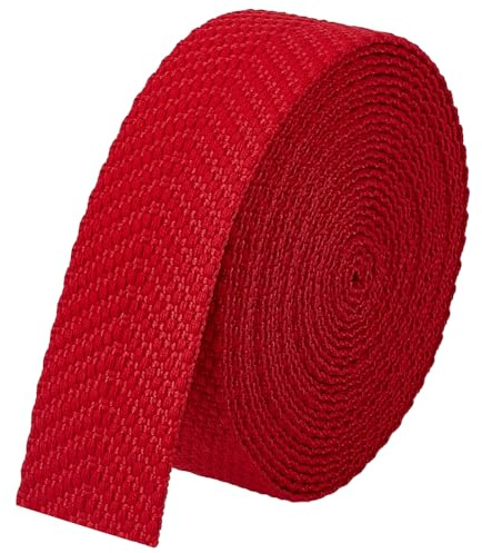 BENECREAT 4.6 m X 3.8 cm Fettuccia In Policotone, Nastro A Righe In Policotone con Motivo A Freccia per Artigianato, Cinture, Borse, Manici e Articoli per Cucire, Rosso