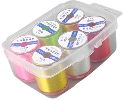 OSNIYAW Set di 240 m di filo per legare mosche, 6 colori vivaci, filo di legatura per mosche ad alta resistenza per acqua salata e acqua dolce, alta resistenza