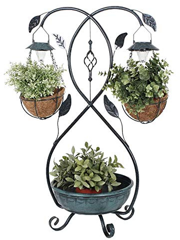LED Solar Pflanz Ständer Kasten Schale Blätter Design Garten Blumen Ampel Lampe Harms 315127