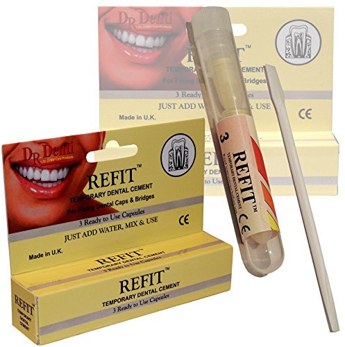Dr Denti Refit Emergency Temporary Dental Caps Bridges Veneers Tooth Repair Cement - 2 Pack