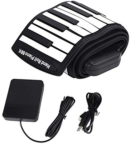 Bnineteenteam Roll Up Piano, Tragbare 88 Tasten elektronische Tastatur Handrolling Klavier in 1100 mAh li auf Batterie eingebaut Musikinstrument