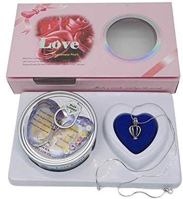 iSpchen Cáscara - Perla Con Cadena, Collar Creativo Caja Oyster Pearl Jaula Colgante Cadena Navidad Año Nuevo Regalo de Cumpleaños Para Esposa Madre Hija