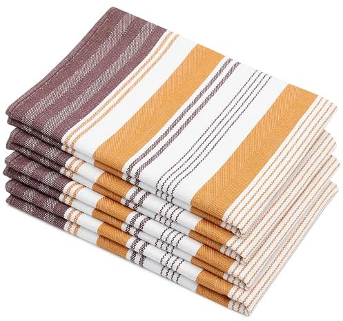 ZOLLNER 4er Set Geschirrtücher, ca. 50x70 cm, Baumwolle, braun gestreift