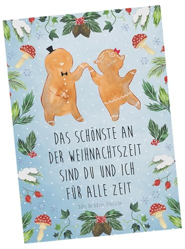 Mr. & Mrs. Panda Postkarte Lebkuchen Pärchen - Geschenk, Ansichtskarte, Postkarten, Grußkarte, Weihnachten, Ansichtskarten, Fotokarte