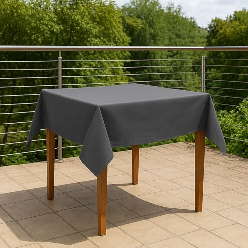 Premium Tischdecke Teflon beschichtet - Tischtuch, Outdoortischdecke, Gartentischdecke, Garten, Terrasse, Outdoor, Wetterfest, Schmutzabweisend, Wasserabweisend (130x130 cm, Grau)