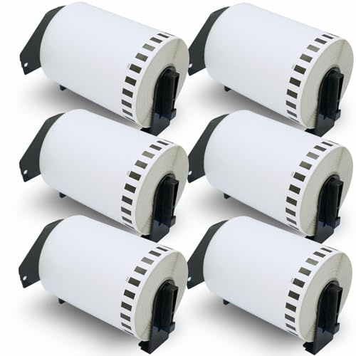 BETCKEY – 6 rullar DK-22243 etiketter, 102 mm x 30,48 m, 6 kontinuerliga fraktetiketter kompatibla med Brother QL-etikettskrivare
