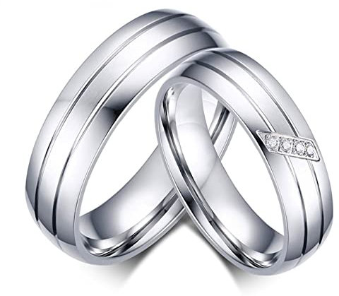 HCMA Eheringe Titan Stahl Ring Weiblich Männlich Versprechen Ring Zirkonia Paar Schmuck Verkaufsförderung