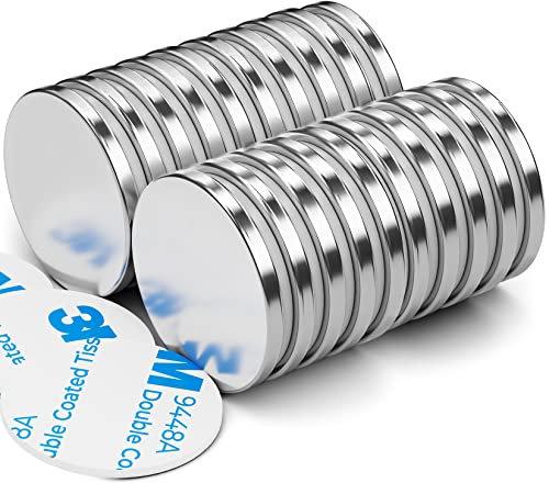 Starke Magnete für Magnettafel, 20 Stück 30 x 3 mm 8 KG Ziehen Silber Neodym Magnete Extra Stark, Magnet Stark, Whiteboard Magnet, Kühlschrankmagnete, Seltenerdmagnete mit Doppelseitigem Klebstoff