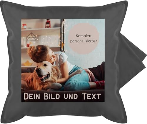 Kissenbezug - eigenem - Foto Bild Geschenk I Dein Bild und Text - 50 x 50 cm - Grau - fotopolster Kissen zum selber designen selbst drucken Logo kuschelkissen photokissen fotokissen personalisiertes