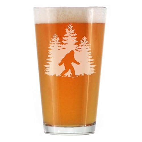 Bevvee Bigfoot Pint Glass - Funny Bigfoot Gifts for Sasquatch Enthusiasts - 16 Oz Pint Glasses
