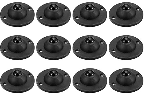 sourcing map 12Pcs Adhesive Mini Caster Wheels, Swivel Universal Caster 360 Degree Rotation Sticky Pulleys for Bins, Storage Boxes, Furniture, Trash Can (Black)