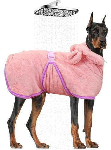 WUFANC Hundebademantel Super Saugfähig, Schnell Trocknend, Verstellbare Schrumpfbänder Gewährleistet einen Bequemen Sitz des Bademantel Hund, für Große, Mittlere und Kleine Hunde (XXL)