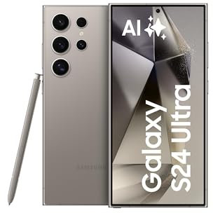 Smartphone Samsung Galaxy S24 Ultra AI, telefono Android senza contratto, 12 GB/512 GB, fotocamera 200 MP, penna S, batteria a lunga durata, grigio titanio