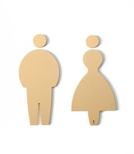 Toilettenschild, Metall-Badezimmerschild for Männer und Frauen - Modernes Badezimmerschild - Toilettenschilder for Unternehmen - Badezimmerschilder for Unternehmen(Gold)