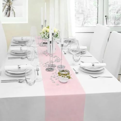 Chemin de Table en Non-tissé,Nappe Décorative,Décoration de Table, Tissu Décoration Mariage,Ruban de Table Non Tissé(Rose Pâle,30CMx25M)