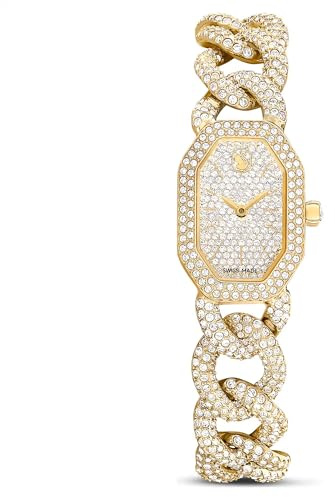 Swarovski Dextera Kettenuhr Swiss Made, Kristallarmband, goldfarben, goldfarbenes Finish, 5668854, Gold, gold, Luxuriös