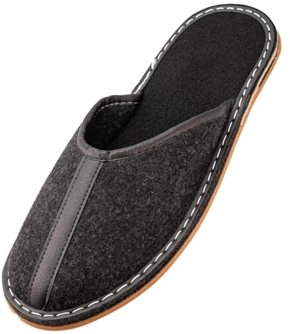 APREGGIO Chaussons en feutre pour homme - Chaussons d'hiver pratiques - Chaussures confortables - Semelle en caoutchouc - Pointure 47