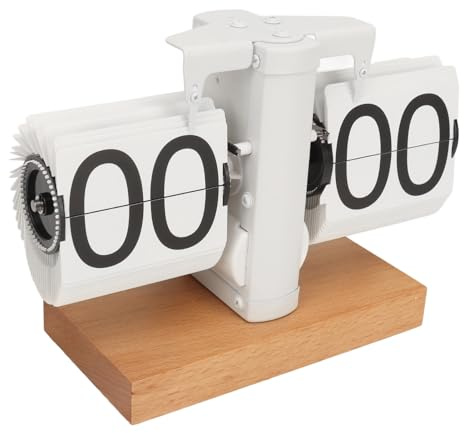 Locadence Retro Digital Klappuhr, Mechanische Digitale Klapptischuhr mit Verstellbarem Knopf, Automatisch Klappbare Tischuhr mit Rutschfester Basis für das Heimbüro