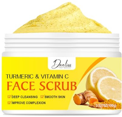 Gommage pour le visage à la vitamine C et au curcuma, exfoliant pour le visage, minimise les rides, les rides, la peau lisse, améliore les points noirs, l'acné pour homme et femme, 99,8 g
