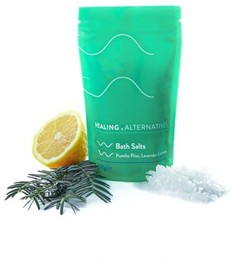 Healing Alternatives Bath Salts, 200g | Pumilio Pine, Lavender & Lemon Blend | Premium Dead Sea Salt Flakes Rich in Magnesium & 21 Minerals | Joint Mobility & Brain Fog Support | Menopause Support