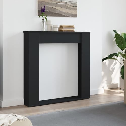 Manteau de Cheminée, Bordure de Cheminée Encadrement Cheminee Decorative Cadre de cheminée Noir 100x20x100 cm Bois d'ingénierie