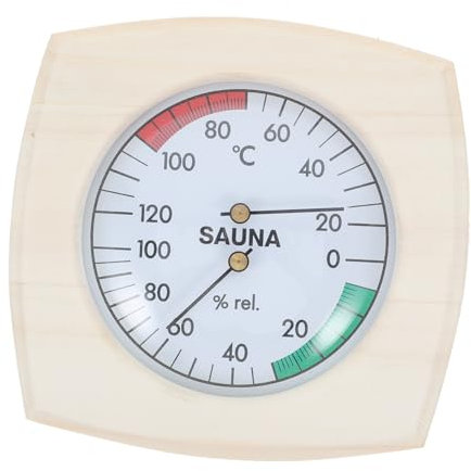 PHENOFICE Wooden Sauna Thermometer and Hygrometer 2-in-1 for Indoor Use Accurate Humidity and Temperature Gauge for Sauna Room Accessories Compact Size Easy-to-read Display