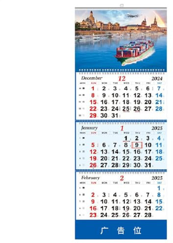 Wandkalender, vertikal, Versand 3-Monatskalender, 78 x 35 cm, Jahresplaner 2024, Jahr der Schlange, 12 Monate, Neuheit für Schlafzimmer, Arbeitszimmer, Arbeitsplatz