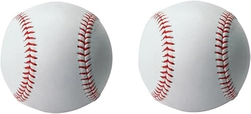 Sleek Style® 2 Pack Standard 9-Inch Soft Leather Sports Practice Baseballs Softball PU Rubber Leather Baseball Stitched T Ball Training Baseball for Outdoor Sports for Youth and Adult