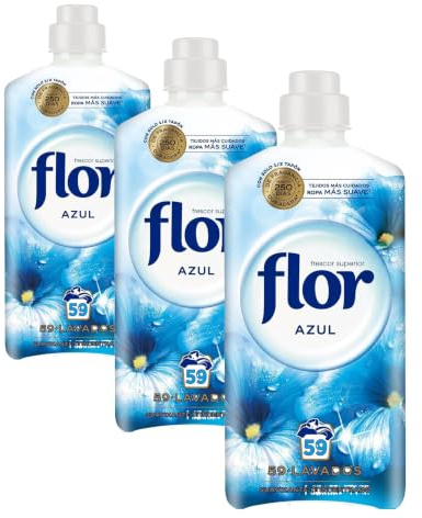 Flor - Suavizante para la Ropa Concentrado, Aroma Azul - 59 Dosis (Paquete de 3)