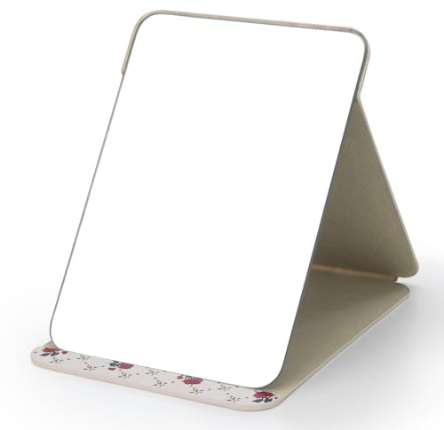 WISYOK Specchi da Tavolo, Specchio Portatile Pieghevole, Specchio da Viaggio, Specchio Trucco con Pelle PU, HD Specchio da Campeggio, Specchi da Tavolo per Bagno, Tavolo da Trucco - 25x18cm (Stampato)