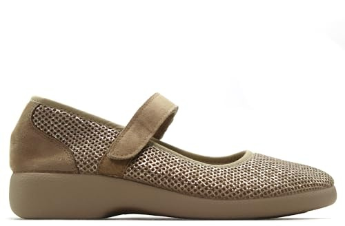 GARZON - Zapatillas de casa con Correa Ajustable,de Rejilla,Suela Antideslizante,cuña Baja,Tira con Adhesivo, para: Mujer Color: BEIG Talla:36