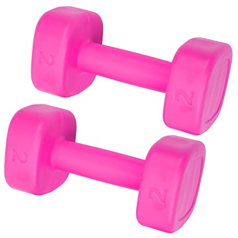 Generic Hanteluppsättning, 2st 4 Kg Fitness Viktlyftande Yoga Hantel Intern Fyllning Järnsandblandning Hantel Set för Kvinnor Hem Gymutrustning för Styrka, Gruppsporter, Kroppsbyggande (Rosröd)