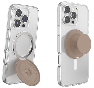 PopSockets kick-out-grepp för MagSafe, telefongrepp med inbyggt telefonstativ, justerbart ställ för porträtt eller landskap, starkt magnetiskt grepp, trådlös laddning kompatibel – smör