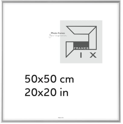 Pix FRAMES Bilderrahmen 50x50cm aus Aluminium mit Acrylglas | Fotorahmen Metall – Silber – Vertikal & Horizontal Aufhängbar