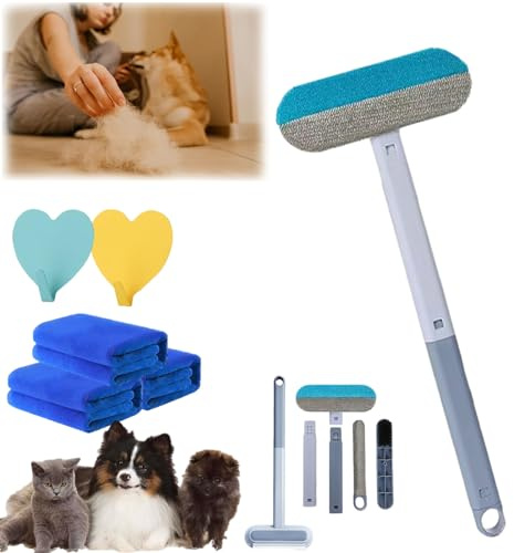 Multifunctional Hair Removal Brush, 4 In 1 Pet Hair Removal Tool, Adjustable Dog Cat Hairs Catcher Carpet Rake With Hooks for Couch, Reusable Dog (1PC)