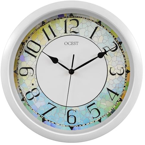 OCEST 13Inch Illuminated Wall Clock, Silent Lighted up Wall Clock Glow in The Dark, Battery Operated for Bedroom, Bathroom, Living Room, Kitchen, Home Office (White)