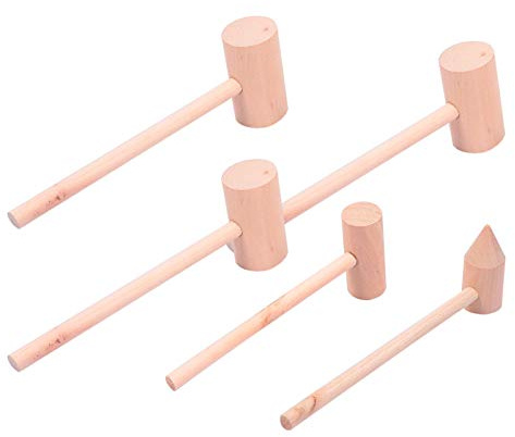 Gogogmee 5Pcs Wooden Hammer for Educational for Safe and Promotes Hand Eye Coordination Birthday for Boys