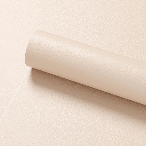 MYSHELL Kunstleder Selbstklebend 40x 300cm, Leder Reparatur Set Patch PU Lederoptik Lederflicken Folie für Couches, Möbel, Küchenschränke, Wand, Autositzkissen, Sitz Renovierung (Beige)