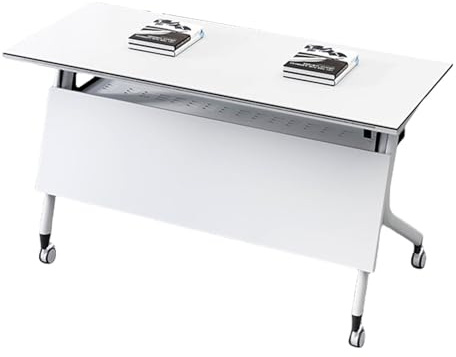 Table de conférence pliable pour entraînement de bureau - Petite taille - Mobile - Avec roulettes universelles - Hauteur réglable - Pour salles de réunion (140 x 50 cm)