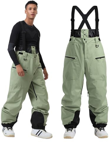 Unisex Skihosen | Damen Herren Schneehose – Gefüttert Warm Wasserdicht, Snowboardhose Mit Hosenträgern, Winter Outdoor Latzhose