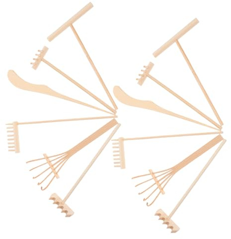 DIYEAH Mini Outils Râteau Zen Jardin de Sable Bois Accessoires Miniatures pour Plateau de Jardin de Râteau à Dents et Tampon à Sable pour et Créativité