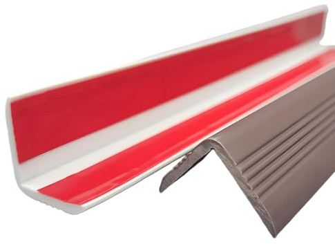 CVFOMBN Braun,3.5×3.5×100 cm, Treppenkantenprofil, weißes Gummi-Treppenkantenprofil, selbstklebendes Vinyl-Treppenkantenprofil, wasserdichter Treppenkantenschutz